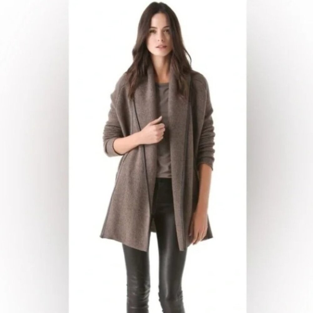 Vince Shawl Collar Cardigan Wool Yak Alpaca Cashmere Brown Sz Medium Lagenlook